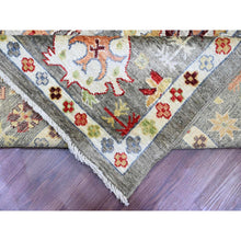 Load image into Gallery viewer, 9&#39;10&quot;x13&#39;3&quot; Sage Green, Afghan Angora Oushak With Colorful Leaf Design, 100% Wool, Hand Knotted, Natural Dyes, Oriental Rug FWR539154