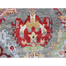 Load image into Gallery viewer, 9&#39;10&quot;x13&#39;3&quot; Sage Green, Afghan Angora Oushak With Colorful Leaf Design, 100% Wool, Hand Knotted, Natural Dyes, Oriental Rug FWR539154