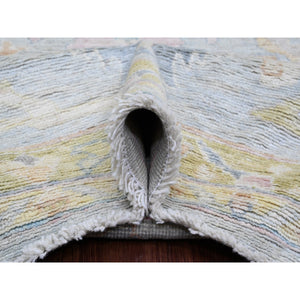 10'x13'5" Cloud Gray, Afghan Angora Oushak with Leaf Design, Veggie Dyes, 100% Wool, Hand Knotted, Oriental Rug FWR539160