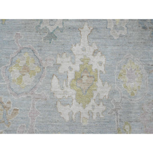 10'x13'5" Cloud Gray, Afghan Angora Oushak with Leaf Design, Veggie Dyes, 100% Wool, Hand Knotted, Oriental Rug FWR539160