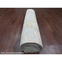 Load image into Gallery viewer, 10&#39;x13&#39;5&quot; Cloud Gray, Afghan Angora Oushak with Leaf Design, Veggie Dyes, 100% Wool, Hand Knotted, Oriental Rug FWR539160
