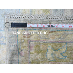 10'x13'5" Cloud Gray, Afghan Angora Oushak with Leaf Design, Veggie Dyes, 100% Wool, Hand Knotted, Oriental Rug FWR539160