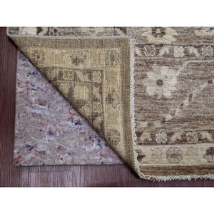 9'x11'9" Coffee Brown, Afghan Angora Oushak With All Over Leaf Design, Hand Knotted, Vegetable Dyes, 100% Wool, Oriental Rug FWR539202
