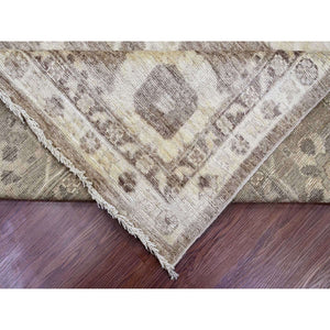 9'x11'9" Coffee Brown, Afghan Angora Oushak With All Over Leaf Design, Hand Knotted, Vegetable Dyes, 100% Wool, Oriental Rug FWR539202