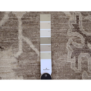9'x11'9" Coffee Brown, Afghan Angora Oushak With All Over Leaf Design, Hand Knotted, Vegetable Dyes, 100% Wool, Oriental Rug FWR539202