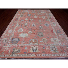 Load image into Gallery viewer, 9&#39;x11&#39;9&quot; Blush Red, 100% Wool, Afghan Angora Oushak With Floral Design, Natural Dyes, Hand Knotted, Oriental Rug FWR539214
