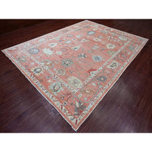 Load image into Gallery viewer, 9&#39;x11&#39;9&quot; Blush Red, 100% Wool, Afghan Angora Oushak With Floral Design, Natural Dyes, Hand Knotted, Oriental Rug FWR539214