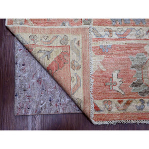 9'x11'9" Blush Red, 100% Wool, Afghan Angora Oushak With Floral Design, Natural Dyes, Hand Knotted, Oriental Rug FWR539214
