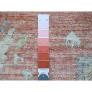 9'x11'9" Blush Red, 100% Wool, Afghan Angora Oushak With Floral Design, Natural Dyes, Hand Knotted, Oriental Rug FWR539214