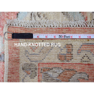 9'x11'9" Blush Red, 100% Wool, Afghan Angora Oushak With Floral Design, Natural Dyes, Hand Knotted, Oriental Rug FWR539214
