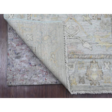 Load image into Gallery viewer, 3&#39;x9&#39;9&quot; Cloud Gray, Afghan Angora Oushak With Leaf Design, Natural Dyes, Pure Wool, Hand Knotted, Runner, Oriental Rug FWR539244