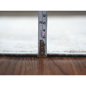 3'x9'9" Cloud Gray, Afghan Angora Oushak with Leaf Design, Natural Dyes, Pure Wool, Hand Knotted, Runner, Oriental Rug FWR539244