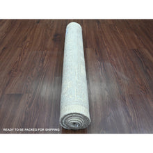 Load image into Gallery viewer, 2&#39;8&quot;x6&#39; Vista White, Natural Dyes, Afghan Angora Oushak With Floral Design, 100% Wool, Hand Knotted, Runner, Oriental Rug FWR539256