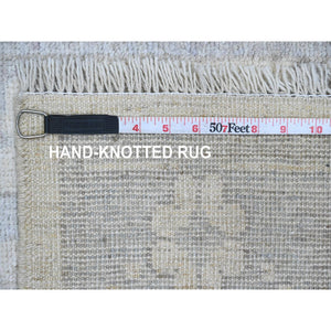 2'8"x6' Vista White, Natural Dyes, Afghan Angora Oushak With Floral Design, 100% Wool, Hand Knotted, Runner, Oriental Rug FWR539256
