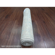 Load image into Gallery viewer, 2&#39;10&quot;x10&#39; Pearl White, Afghan Angora Oushak with Cypress Tree Design, Veggie Dyes, Pure Wool, Hand Knotted, Runner, Oriental Rug FWR539268