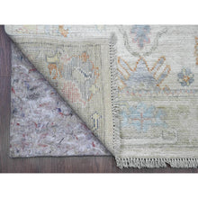 Load image into Gallery viewer, 2&#39;8&quot;x15&#39;7&quot; Bone White, Afghan Angora Ushak With Colorful Leaf Design, Veggie Dyes, Pure Wool, Hand Knotted, Xl Runner, Oriental Rug FWR539274