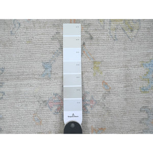 2'8"x15'7" Bone White, Afghan Angora Ushak With Colorful Leaf Design, Veggie Dyes, Pure Wool, Hand Knotted, Xl Runner, Oriental Rug FWR539274