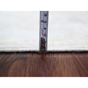 2'8"x15'7" Bone White, Afghan Angora Ushak With Colorful Leaf Design, Veggie Dyes, Pure Wool, Hand Knotted, Xl Runner, Oriental Rug FWR539274