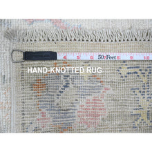 Load image into Gallery viewer, 2&#39;8&quot;x15&#39;7&quot; Bone White, Afghan Angora Ushak With Colorful Leaf Design, Veggie Dyes, Pure Wool, Hand Knotted, Xl Runner, Oriental Rug FWR539274