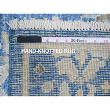 Load image into Gallery viewer, 3&#39;x9&#39;7&quot; Bayern Blue, 100% Wool, Afghan Angora Oushak With Leaf Design, Natural Dyes, Hand Knotted, Runner, Oriental Rug FWR539280