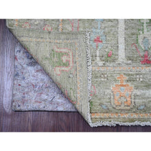 Load image into Gallery viewer, 2&#39;9&quot;x9&#39;10&quot; Sage Green, Afghan Angora Oushak With Colorful Cypress And Willow Tree Design, Natural Dyes, 100% Wool, Hand Knotted, Runner, Oriental Rug FWR539286