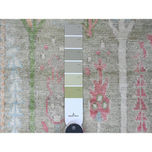 Load image into Gallery viewer, 2&#39;9&quot;x9&#39;10&quot; Sage Green, Afghan Angora Oushak with Colorful Cypress and Willow Tree Design, Natural Dyes, 100% Wool, Hand Knotted, Runner, Oriental Rug FWR539286