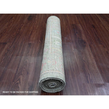 Load image into Gallery viewer, 2&#39;9&quot;x9&#39;10&quot; Sage Green, Afghan Angora Oushak with Colorful Cypress and Willow Tree Design, Natural Dyes, 100% Wool, Hand Knotted, Runner, Oriental Rug FWR539286
