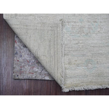 Load image into Gallery viewer, 2&#39;7&quot;x7&#39;7&quot; Faded Gray, Hand Knotted, Afghan Angora Oushak With Leaf Design, Natural Dyes, 100% Wool, Runner, Oriental Rug FWR539292