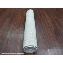 Load image into Gallery viewer, 2&#39;7&quot;x7&#39;7&quot; Faded Gray, Hand Knotted, Afghan Angora Oushak With Leaf Design, Natural Dyes, 100% Wool, Runner, Oriental Rug FWR539292