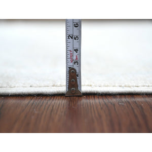 2'7"x7'7" Faded Gray, Hand Knotted, Afghan Angora Oushak With Leaf Design, Natural Dyes, 100% Wool, Runner, Oriental Rug FWR539292