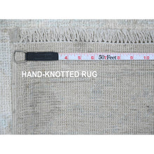 Load image into Gallery viewer, 2&#39;7&quot;x7&#39;7&quot; Faded Gray, Hand Knotted, Afghan Angora Oushak With Leaf Design, Natural Dyes, 100% Wool, Runner, Oriental Rug FWR539292