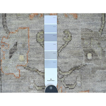 Load image into Gallery viewer, 2&#39;10&quot;x5&#39;10&quot; Battleship Gray, Afghan Angora Oushak With Colorful Leaf Design, Vegetable Dyes, 100% Wool, Hand Knotted, Runner, Oriental Rug FWR539310