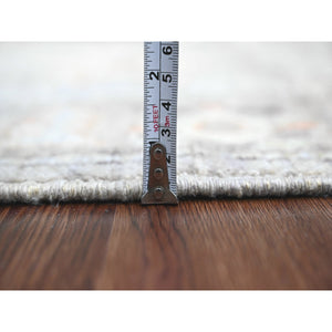 2'10"x5'10" Battleship Gray, Afghan Angora Oushak With Colorful Leaf Design, Vegetable Dyes, 100% Wool, Hand Knotted, Runner, Oriental Rug FWR539310