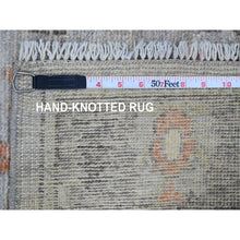 Load image into Gallery viewer, 2&#39;10&quot;x5&#39;10&quot; Battleship Gray, Afghan Angora Oushak With Colorful Leaf Design, Vegetable Dyes, 100% Wool, Hand Knotted, Runner, Oriental Rug FWR539310