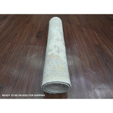 Load image into Gallery viewer, 2&#39;8&quot;x8&#39;9&quot; Pearl White, Hand Knotted, Afghan Angora Oushak With All Over Leaf Design, Vegetable Dyes, 100% Wool, Runner, Oriental Rug FWR539322
