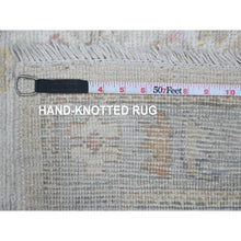 Load image into Gallery viewer, 2&#39;8&quot;x8&#39;9&quot; Pearl White, Hand Knotted, Afghan Angora Oushak With All Over Leaf Design, Vegetable Dyes, 100% Wool, Runner, Oriental Rug FWR539322