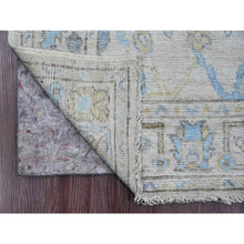 Load image into Gallery viewer, 2&#39;8&quot;x13&#39;6&quot; Pearl White, 100% Wool, Hand Knotted, Afghan Angora Oushak with Geometric Leaf Design, Veggie Dyes, Runner, Oriental Rug FWR539352