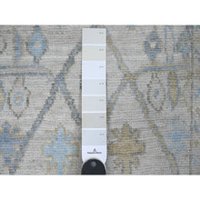 Load image into Gallery viewer, 2&#39;8&quot;x13&#39;6&quot; Pearl White, 100% Wool, Hand Knotted, Afghan Angora Oushak With Geometric Leaf Design, Veggie Dyes, Runner, Oriental Rug FWR539352
