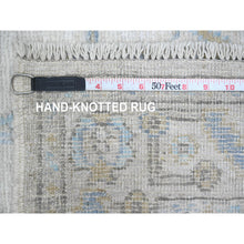 Load image into Gallery viewer, 2&#39;8&quot;x13&#39;6&quot; Pearl White, 100% Wool, Hand Knotted, Afghan Angora Oushak With Geometric Leaf Design, Veggie Dyes, Runner, Oriental Rug FWR539352