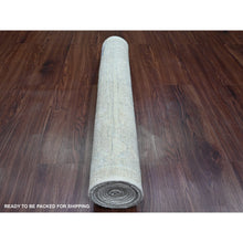 Load image into Gallery viewer, 2&#39;9&quot;x7&#39;7&quot; Daisy White, Afghan Angora Oushak With Large Leaf Design, Vegetable Dyes, Hand Knotted, 100% Wool, Runner, Oriental Rug FWR539358