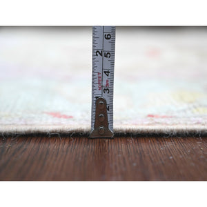 2'10"x11'7" Pastel Pink, 100% Wool, Afghan Angora Oushak With All Over Leaf Design, Hand Knotted, Vegetable Dyes, Runner, Oriental Rug FWR539388