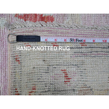 Load image into Gallery viewer, 2&#39;10&quot;x11&#39;7&quot; Pastel Pink, 100% Wool, Afghan Angora Oushak With All Over Leaf Design, Hand Knotted, Vegetable Dyes, Runner, Oriental Rug FWR539388