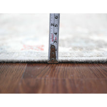 Load image into Gallery viewer, 3&#39;x10&#39; Medium Gray, Afghan Angora Oushak With Geometric Leaf Design, Hand Knotted, Vegetable Dyes, Pure Wool, Runner, Oriental Rug FWR539394