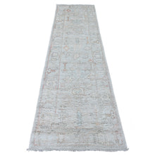 Load image into Gallery viewer, 2&#39;8&quot;x9&#39;8&quot; Misty Gray, Hand Knotted, Afghan Angora Oushak with Cypress Tree Design, Veggie Dyes, 100% Wool, Runner, Oriental Rug FWR539400