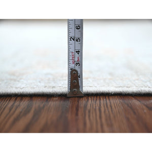 2'8"x9'8" Misty Gray, Hand Knotted, Afghan Angora Oushak with Cypress Tree Design, Veggie Dyes, 100% Wool, Runner, Oriental Rug FWR539400