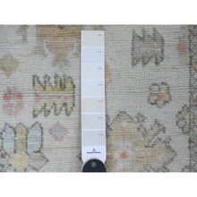 Load image into Gallery viewer, 2&#39;7&quot;x9&#39;8&quot; Chiffon White, 100% Wool, Hand Knotted, Afghan Angora Oushak with Geometric Leaf Pattern, Vegetable Dyes, Runner, Oriental Rug FWR539412