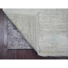 Load image into Gallery viewer, 2&#39;7&quot;x11&#39;7&quot; Pastel Gray, Afghan Angora Oushak With Large Leaf Design, Natural Dyes, 100% Wool, Hand Knotted, Runner, Oriental Rug FWR539418
