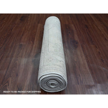 Load image into Gallery viewer, 2&#39;7&quot;x11&#39;7&quot; Pastel Gray, Afghan Angora Oushak With Large Leaf Design, Natural Dyes, 100% Wool, Hand Knotted, Runner, Oriental Rug FWR539418