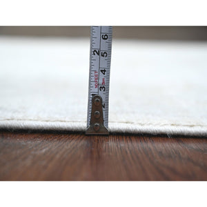 2'7"x11'7" Pastel Gray, Afghan Angora Oushak With Large Leaf Design, Natural Dyes, 100% Wool, Hand Knotted, Runner, Oriental Rug FWR539418