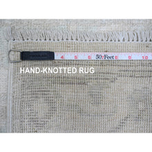 Load image into Gallery viewer, 2&#39;7&quot;x11&#39;7&quot; Pastel Gray, Afghan Angora Oushak With Large Leaf Design, Natural Dyes, 100% Wool, Hand Knotted, Runner, Oriental Rug FWR539418
